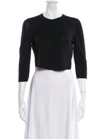 Pre-owned Alaïa Crew Neck Three-quarter Sleeve Blouse In Black