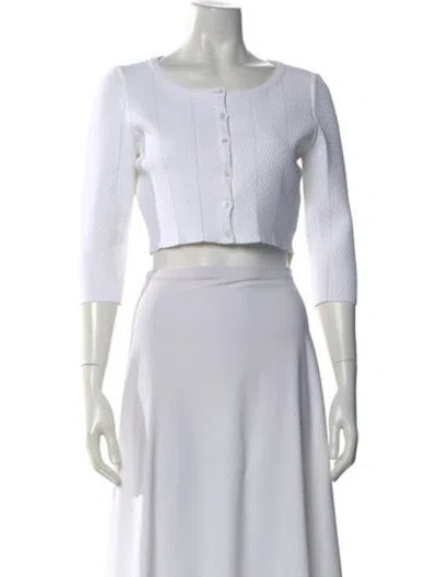 Pre-owned Alaïa Crew Neck Three-quarter Sleeve Crop Top In Neutral