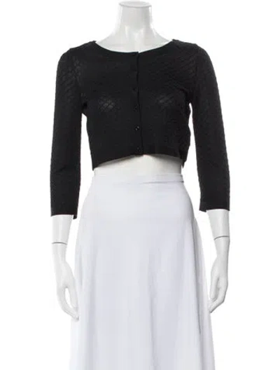 Pre-owned Alaïa Crew Neck Three-quarter Sleeve Top In Black