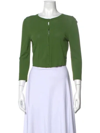 Pre-owned Alaïa Crew Neck Three-quarter Sleeve Top In Green