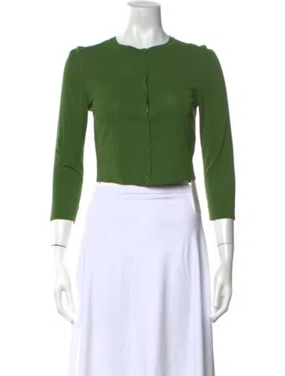 Pre-owned Alaïa Crew Neck Three-quarter Sleeve Top In Green