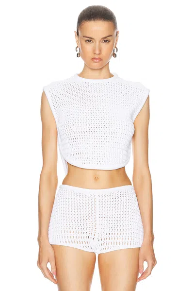 Alaïa Crew Neck Top In Blanc