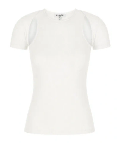 Alaïa Crew Neck T-shirt In White