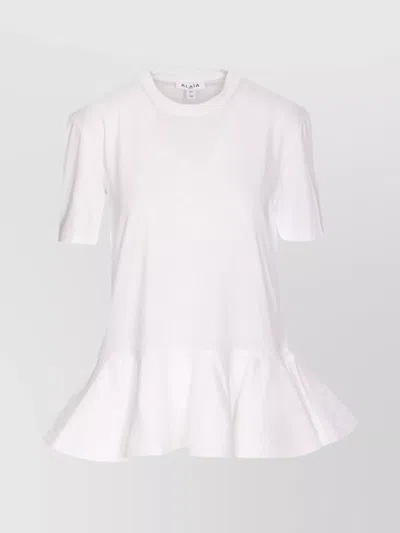 Alaïa Cotton Jersey Peplum T-shirt Clothing In White