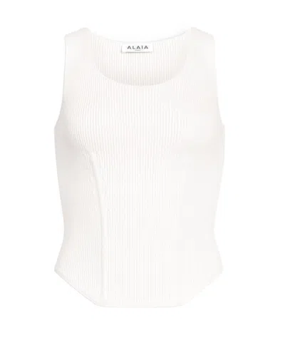ALAÏA ALAÏA CREWNECK SLEEVELESS T-SHIRT