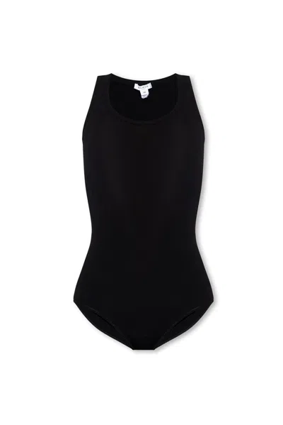 Alaïa Ribbed Texture Scoop Neck Sleeveless Body In Black