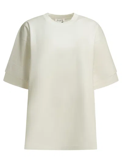 Alaïa Cotton Jersey Crew-neck T-shirt In White