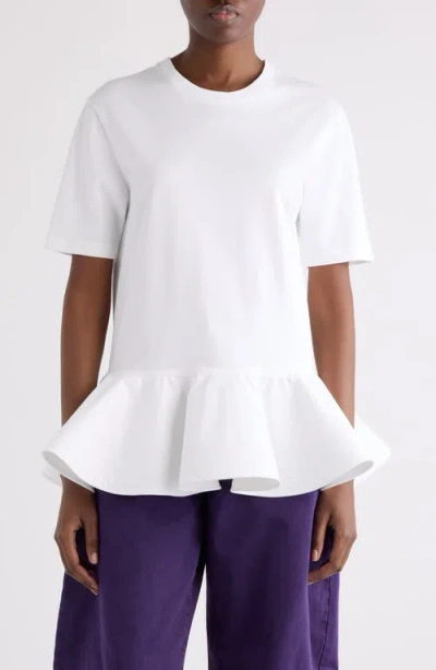 Alaïa Crino Cotton Jersey Peplum T-shirt In White