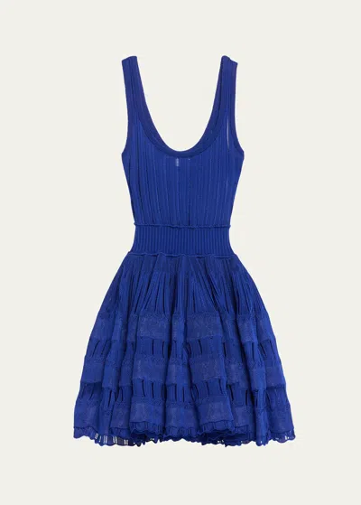 Alaïa Crino Flared Mini Dress In Bleu Royal