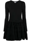 Alaïa Scoop-neck Wool Skater Mini Dress With 3-d Detail In Black  