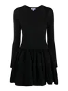 Alaïa Scoop-neck Wool Skater Mini Dress With 3-d Detail In Black