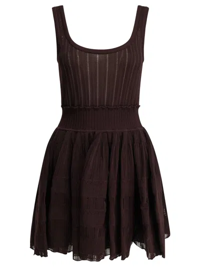 Alaïa Womens Bordeaux Crinoline Knitted Mini Dress In Brown