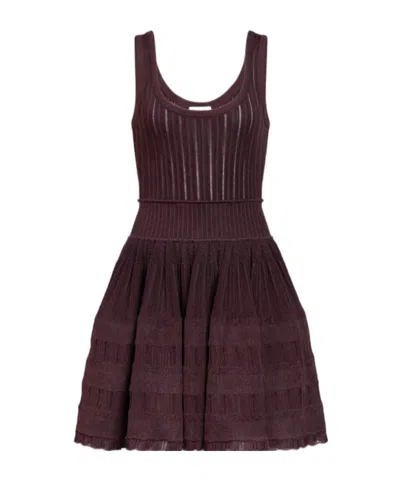 Alaïa Crinoline Knit Dress In Burgundy