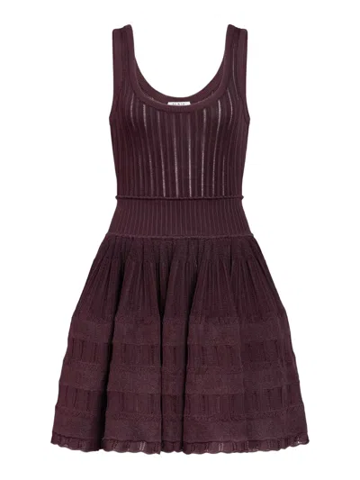 Alaïa Crinoline Knit Dress In Red