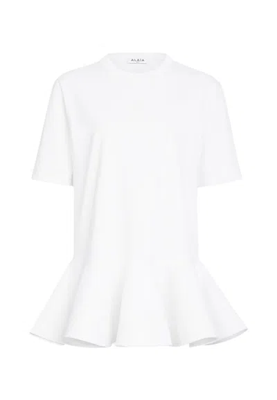 Alaïa Crinoline Peplum T-shirt In White
