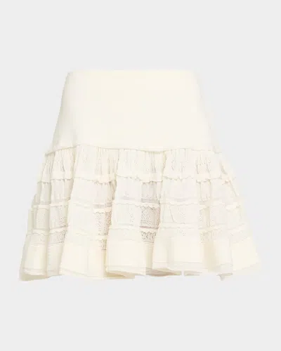 Alaïa Crinoline Pointelle Ruffle Mini Skirt In Neutral