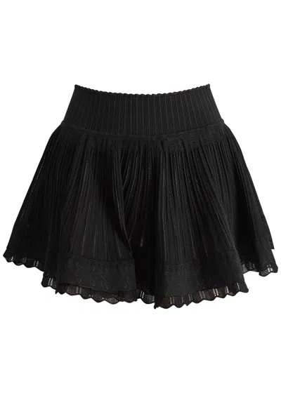 Alaïa Crinoline Ribbed-knit Shorts In Black