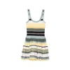 Alaïa Womens Scoop-neck Crinoline Ribbed-knit Mini Dress Multicolor Jaune In Yellow/neutrals