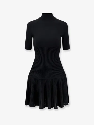 Alaïa Crinoline Wool Blend Short Dress In Black