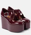 Alaïa 110 Patent-leather Platform Wedge Mary Jane Pumps In Burgundy