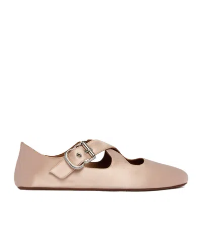 Alaïa Criss-cross Satin Ballet Flats In Pink