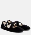 Alaïa Black Criss Cross Velvet Ballerina Flats