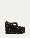 Alaïa Suede Studded Criss-cross Wedges 110 In Noir