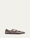 Alaïa Criss Cross Leather-trimmed Snakeskin Ballet Flats In Multi