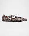 Alaïa Crisscross Snakeskin Leather Ballerina Flats In Multi