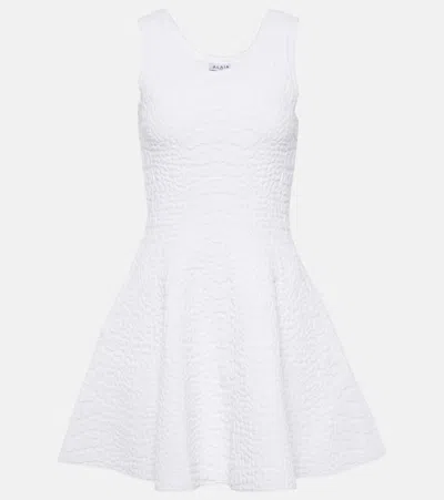 Alaïa Croc-effect Knitted Minidress In White