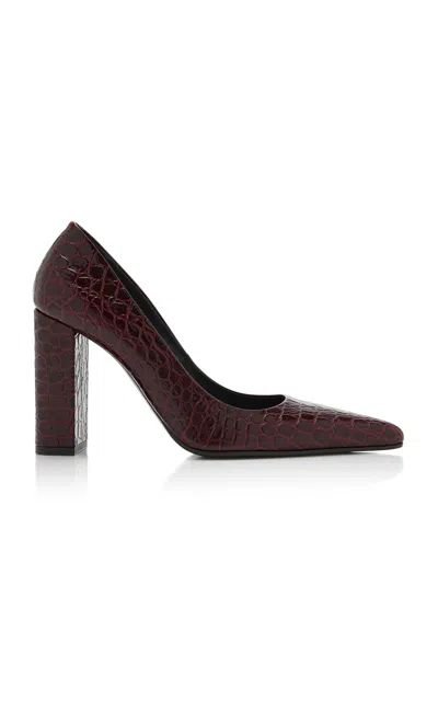 ALAÏA CROC-EFFECT LEATHER PUMPS