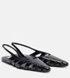 Alaïa Croc-effect Leather Slingback Flats In Black