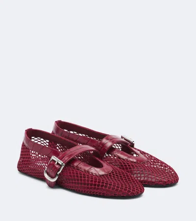 Alaïa Croc-effect Fishnet Ballet Flats In Red