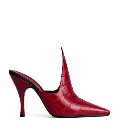 Alaïa Croc-effect Pointy Mules100 In Red