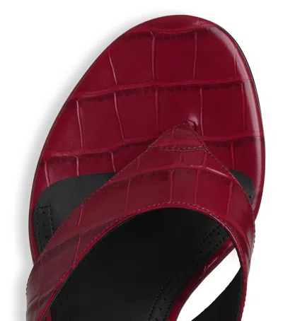 Alaïa Croc-embossed Leather Thong Mules 55 In Red