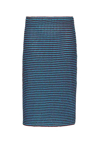 Alaïa Crochet Cotton Pencil Skirt In Blue