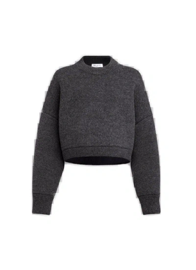 Alaïa Alaia Crop Crewneck In Gray