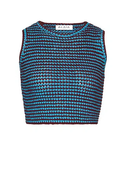 Alaïa Crochet Knit Crop Top In Multi