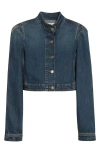 Alaïa Alaia Blue Washed Denim High-neck Jacket Women In Blue