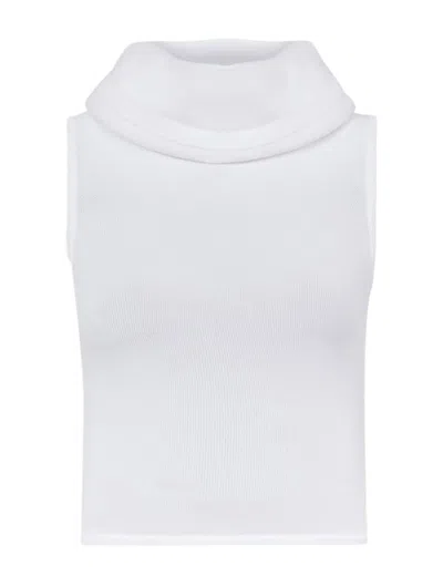 Alaïa Hooded Knit Top In White