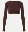 Alaïa Secondskin Effect Crop Top In Brown