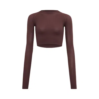 Pre-owned Alaïa Crop Top Long-sleeve 'chocolat' | Brown | Women's Size 36
