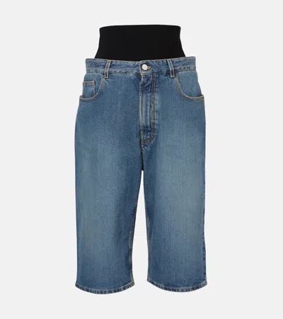 Alaïa Women Blue Knit Band Shorts
