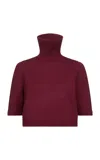 Alaïa Cropped Cashmere-blend Turtleneck Sweater In Burgundy