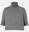 Alaïa Cropped Cashmere-blend Turtleneck Top In Gray