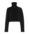 Alaïa Cropped Cashmere Knit Sweater In Black