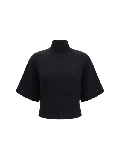 Alaïa Cropped Cashmere Turtleneck Sweater In Black