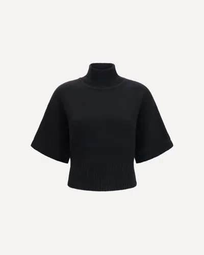 Alaïa Cropped Cashmere Turtleneck Sweater In Black