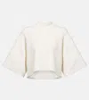 Alaïa Cropped Cotton And Wool-blend T-shirt In White