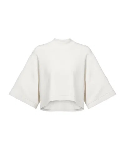 Alaïa Cropped Cotton And Wool-blend T-shirt In White